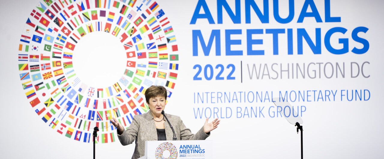 Managing Director Kristalina Georgieva speaks during the Annual Meetings Plenary during the 2022 Annual Meetings at the International Monetary Fund.